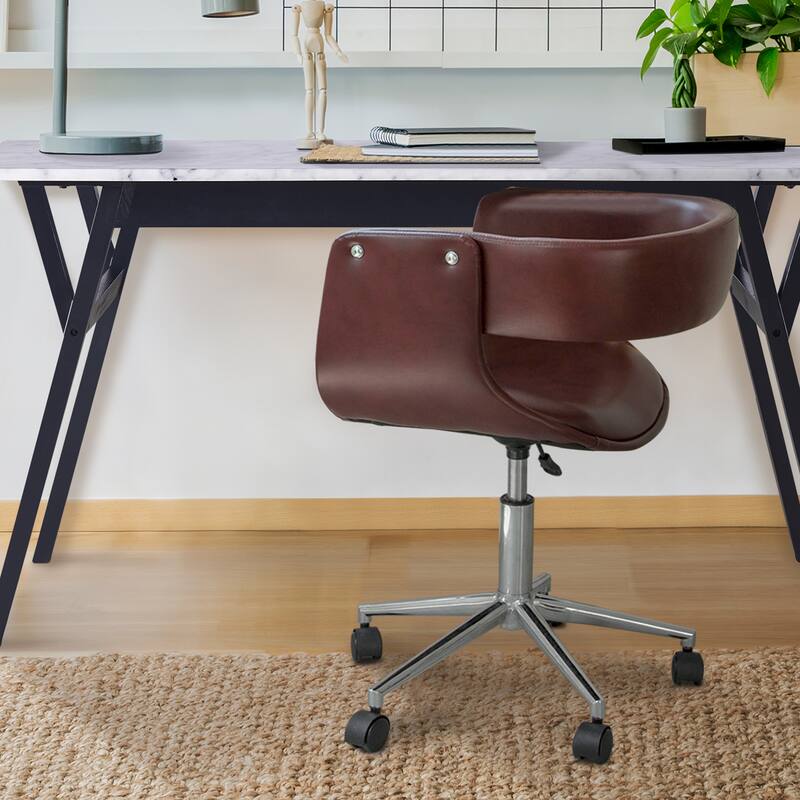 Teamson Home Faux Leather Adjustable Swivel Home Office Task Arm Chair