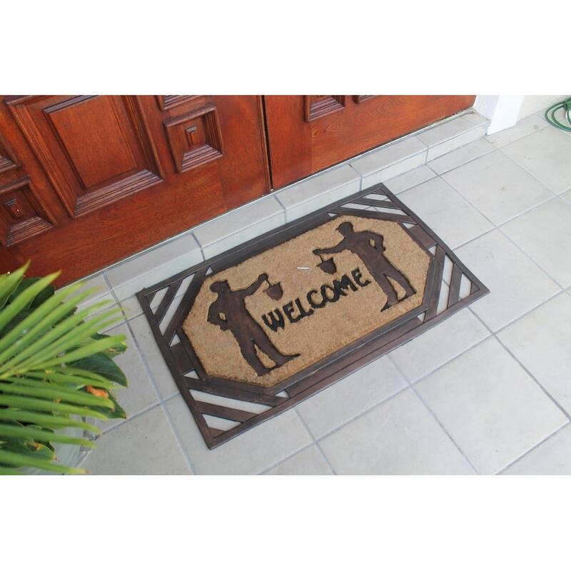 First Impression Large Rubber/ Coir Brush Welcome Doormat 23" x 38"