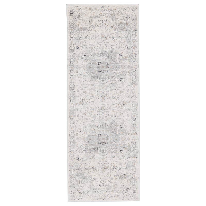 Ellington Medallion Cream/ Gray Area Rug - 3' x 8' - Runner/Rectangle