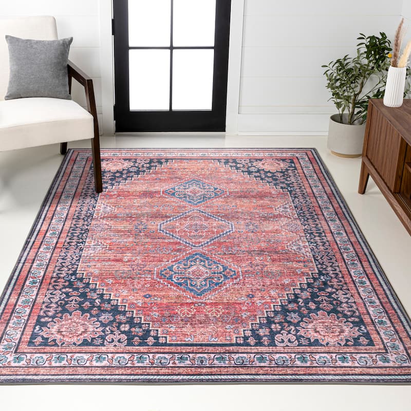 JONATHAN Y Didim Geometric Medallions Machine Washable Area Rug