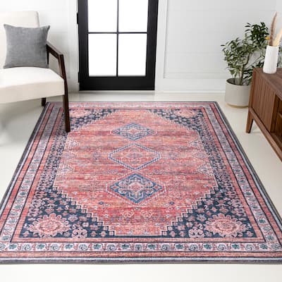 JONATHAN Y Didim Geometric Medallions Machine Washable Area Rug