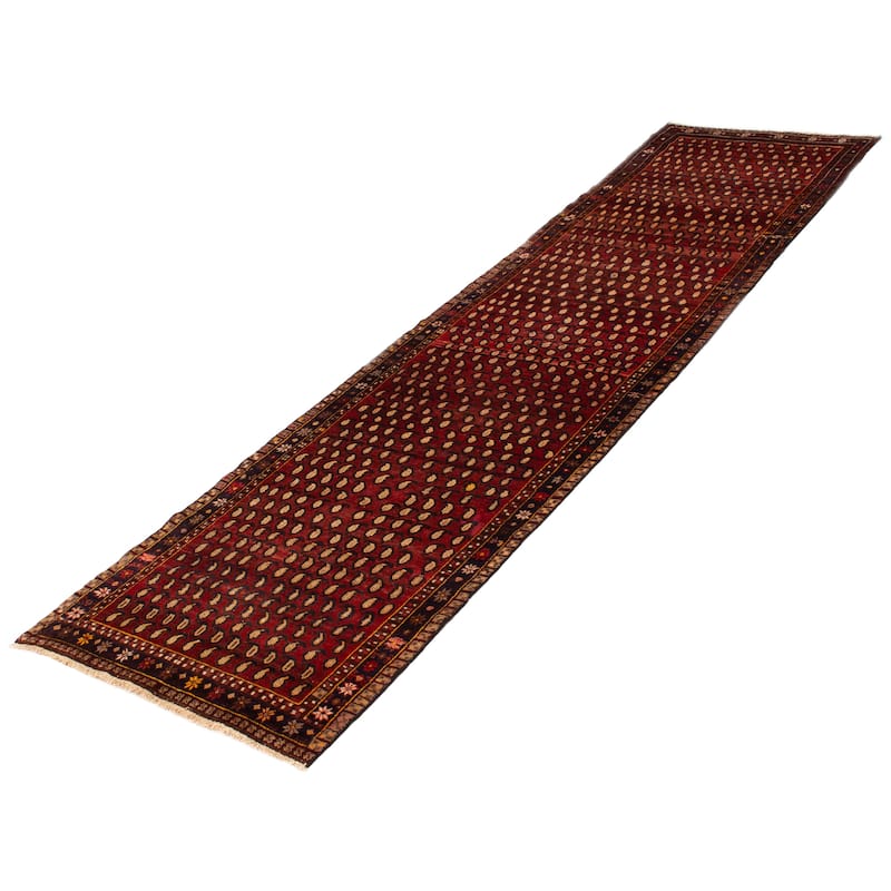 ECARPETGALLERY Hand-knotted Andelz Red Wool Rug - 3'7 x 14'0