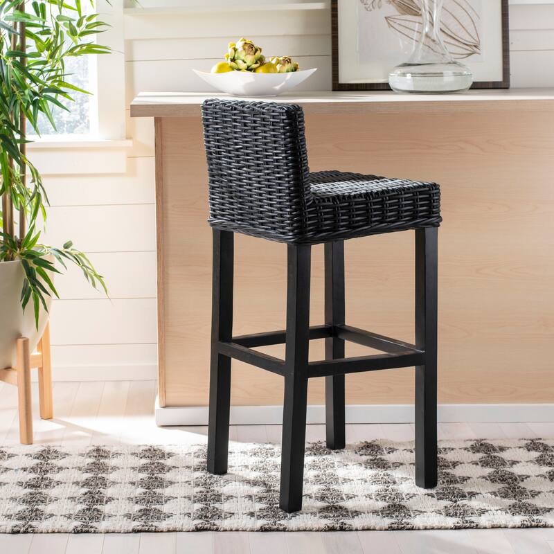 SAFAVIEH 29.5-inch Cypress Black Bar Stool - 17.7" x 17.7" x 37.4"