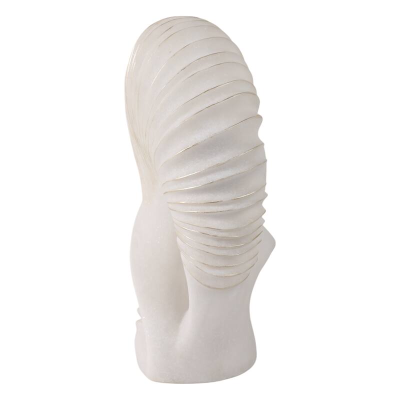 Polyresin Abstract Sculpture Modern Shell Form Home Decor - 14" White - 14" x 6.25" x 14.25"