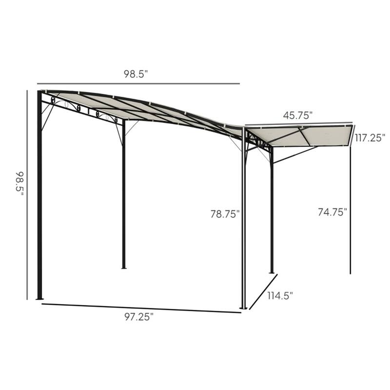 Cream White Outdoor Gazebo with Black Steel Frame UV and Water Resistant Canopy Adjustable Angle Patio Garden Pergola