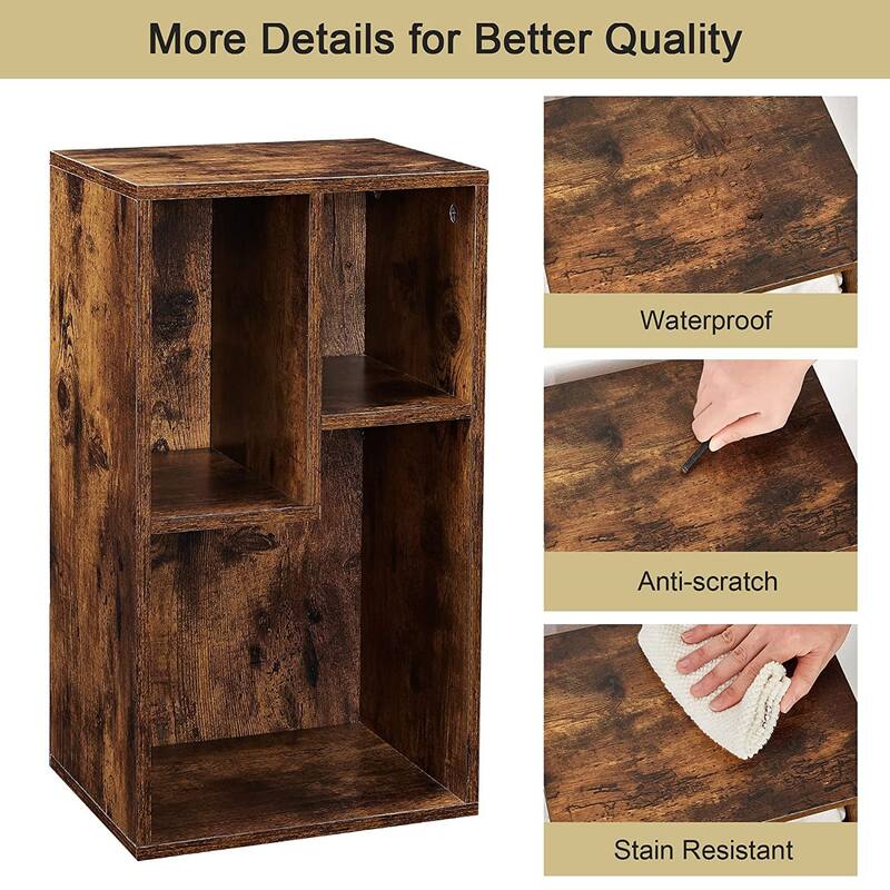 3-Shelf Cube Bookcase – Industrial Storage Bookshelf for Bedroom & Living Room