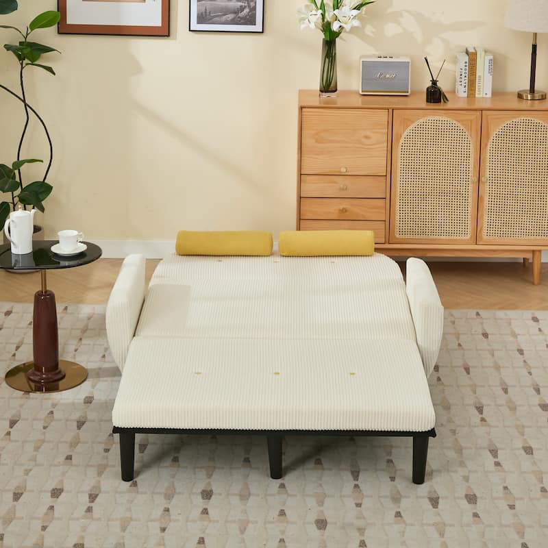 Velvet Sofa Bed, Loveseat with Adjustable Backrest, Sleeper Sofa Daybed with Built-In USB Port