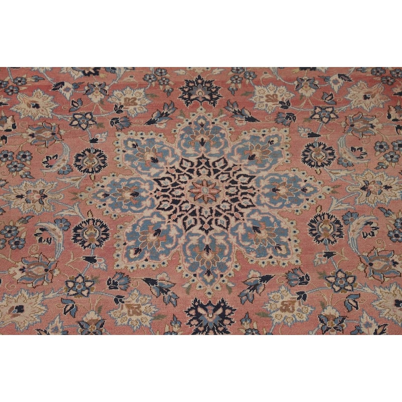 Pink Isfahan Persian Vintage Area Rug Hand-Knotted Wool Carpet - 6'7"x 10'2"