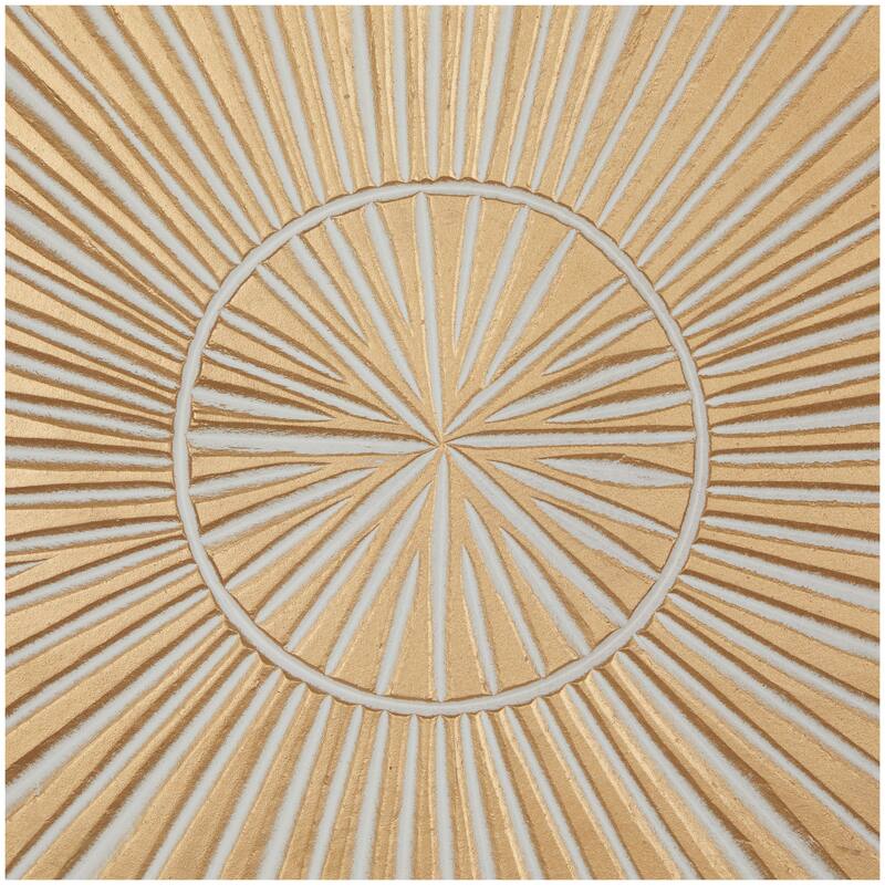 Gold Wood Handmade Intricately Carved Radial Geometric or Starburst Wall Decor