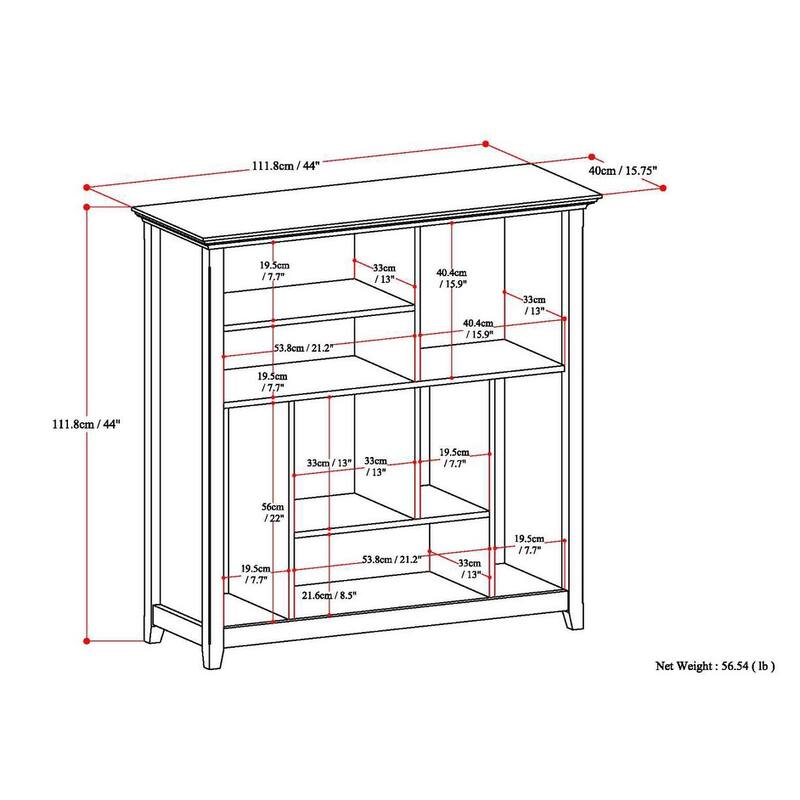 WYNDENHALL Halifax SOLID WOOD 44 inch x 44 inch Transitional Multi Cube Bookcase and Storage Unit - 44"w x 15.75"d x 44"h