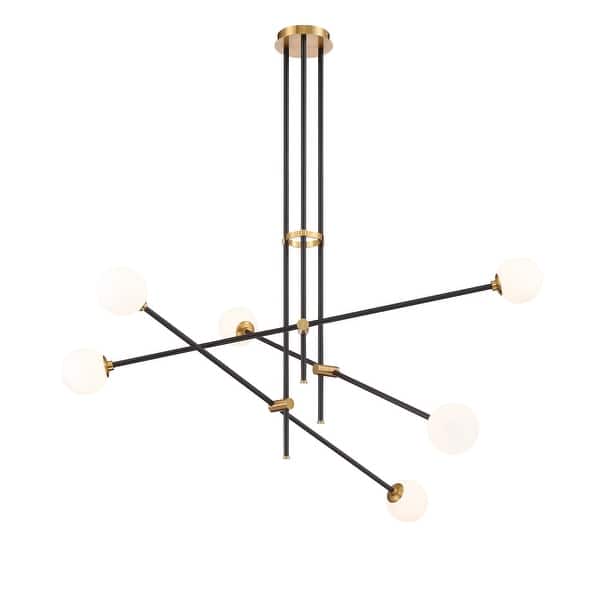 slide 1 of 1, George Kovacs Cosmet Coal And Etched Opal 6 Light Chandelier