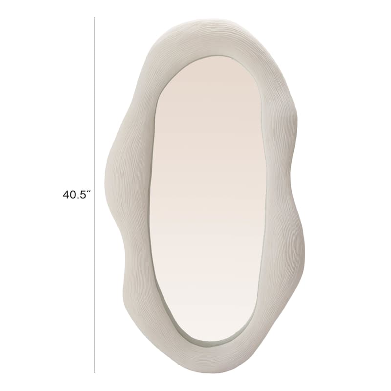 Resin Organic Shaped Wall Mirror with Debossed Lines - 23.25"L x 3.25"W x 40.5"H
