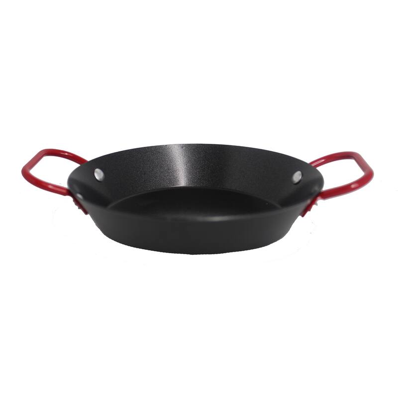 IMUSA Carbon Steel 6 in Paella Pan in Black with Red Handles