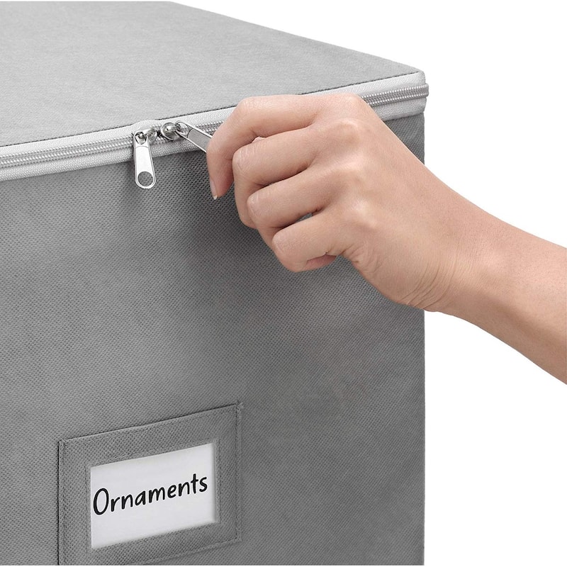 Christmas Ornament Storage Box with Zippered Cover –Stores up to 64 Ornaments,