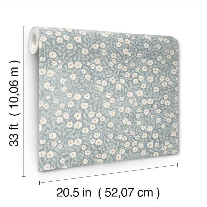 Chesapeake Poppy Trail Light Blue Floral Wallpaper