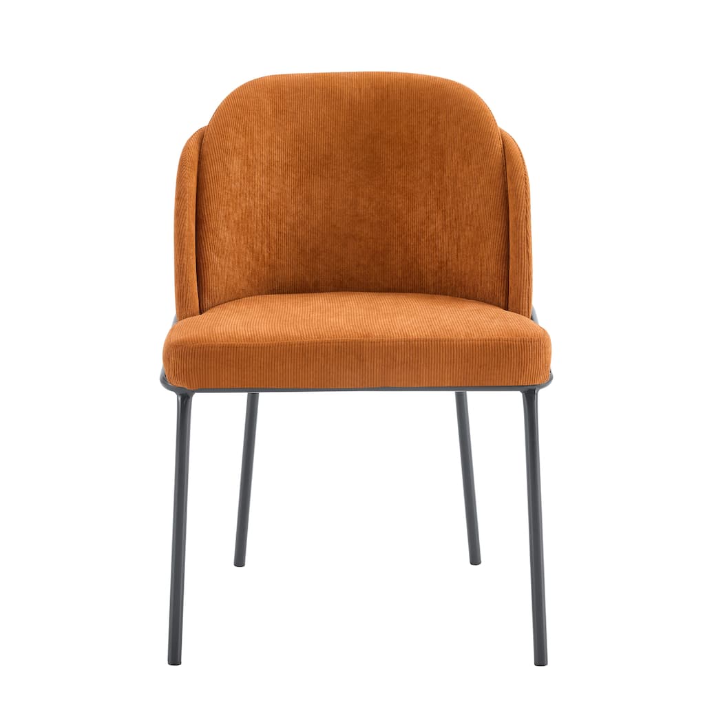 Set Of 2 Dinning Chair Brown Seat Black Leg Suitable for Kitchens, Restaurants, and Living Rooms
