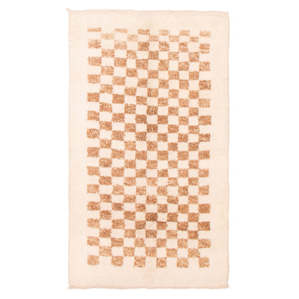 ECARPETGALLERY Hand-knotted Beni Ourain Cream Wool Rug - 5'0 x 8'3