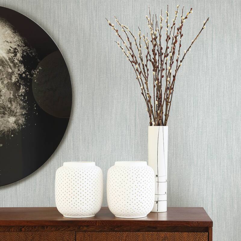 A-Street Prints Chiniile Light Blue Linen Texture Wallpaper