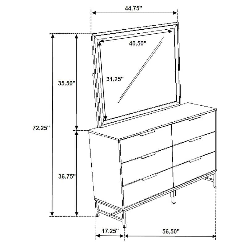 Sonora 6-drawer Bedroom Dresser and Dresser with Mirror White