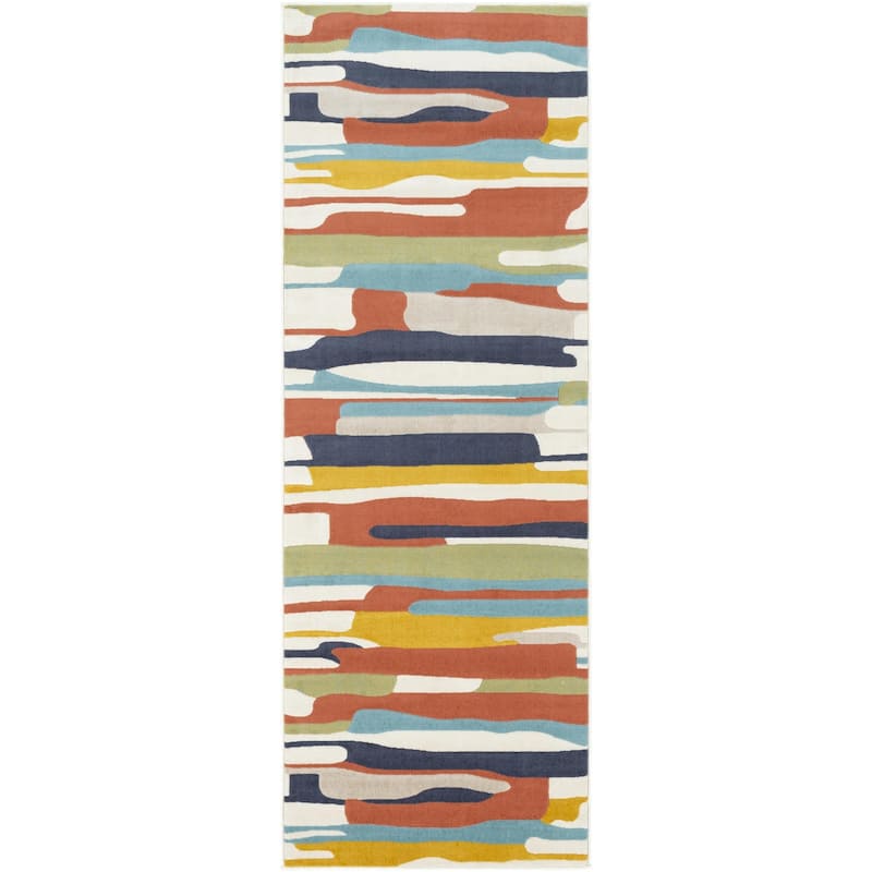 Livabliss City Mid-Century Abstract Area Rug - 2'7" x 7'3" - Multi-Color