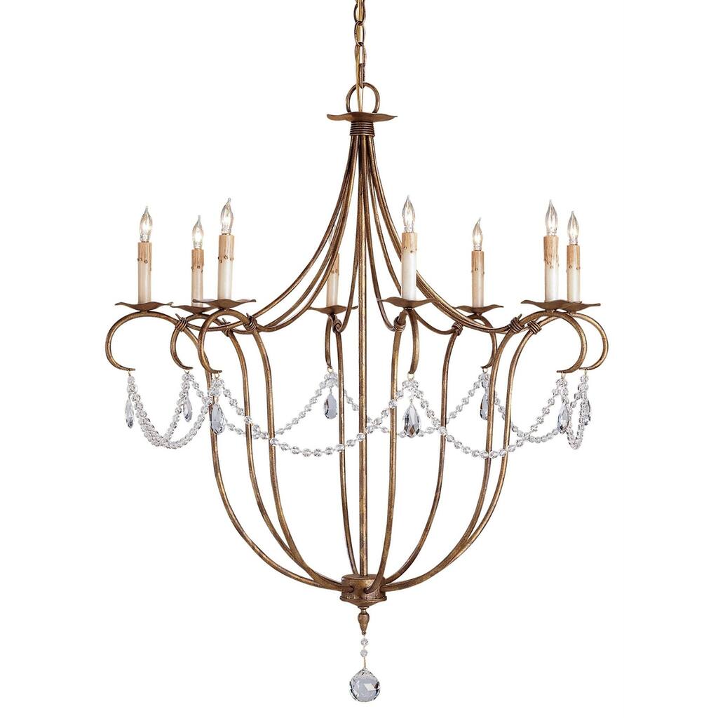 Currey & Company Crystal Lights Gold Large Chandelier - 36"h x 31"dia