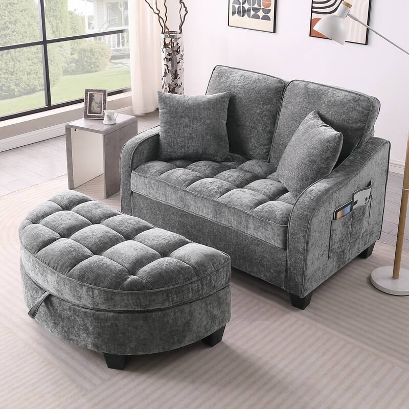 Sofa Comes with Two Small Throw Pillows, Suitable for Living Room and Bedroom