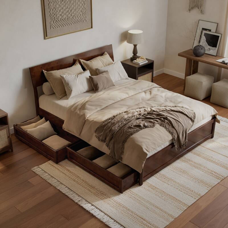 Norla Wood Platform Bed with Storage Drawers