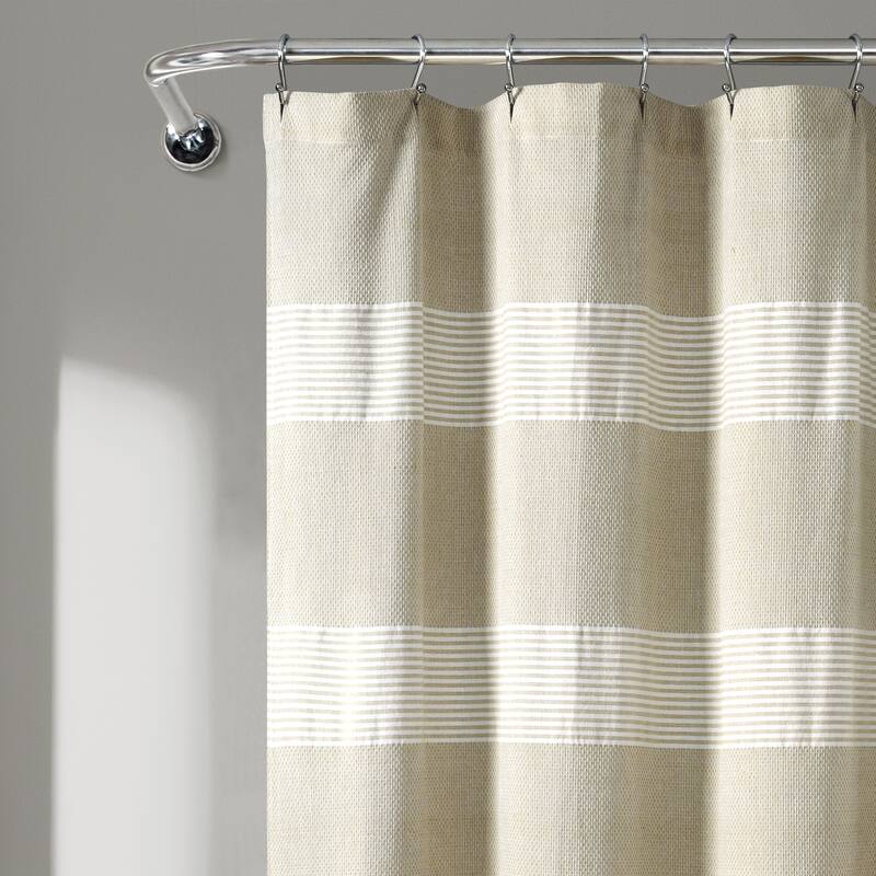 The Gray Barn Done Roamin Stripe Yarn Dyed Cotton Knotted Tassel Shower Curtain