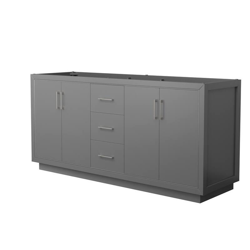 Wyndham Collection WCF1111-72D-CX-MXX Icon 71" Double Free Standing - Dark Gray / Brushed Nickel Hardware