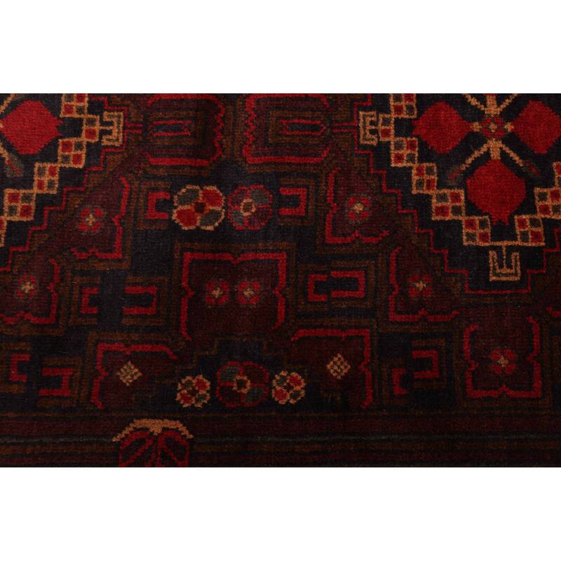 ECARPETGALLERY Hand-knotted Teimani Dark Red Wool Rug - 3'11 x 6'9