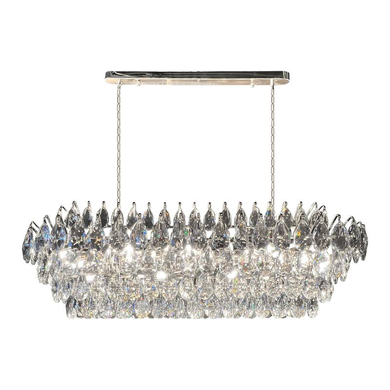 Teardrop Crystal Diamond Linear Chandelier 40"