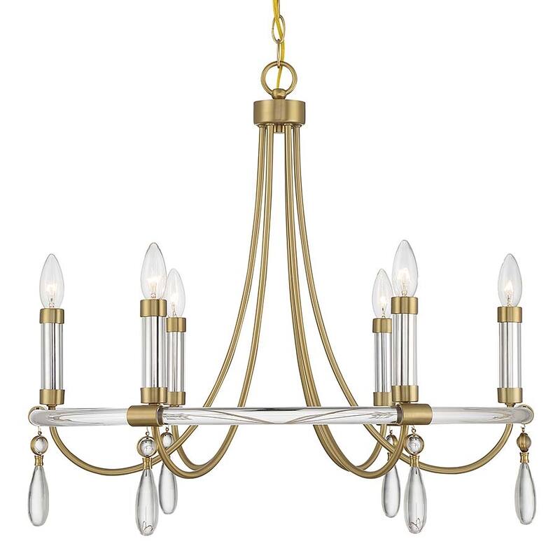 Savoy House 1-7716-6 Mayfair 6 Light 26" Wide Taper Candle Style - Warm Brass / Chrome