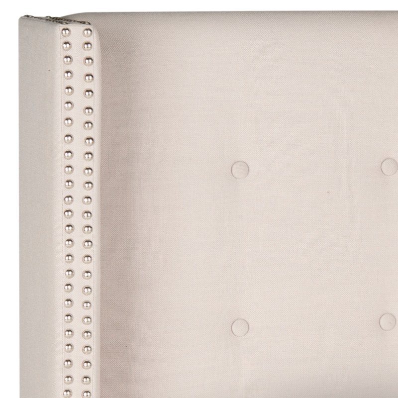 SAFAVIEH Rachela Taupe Queen Linen Tufted Wingback Headboard