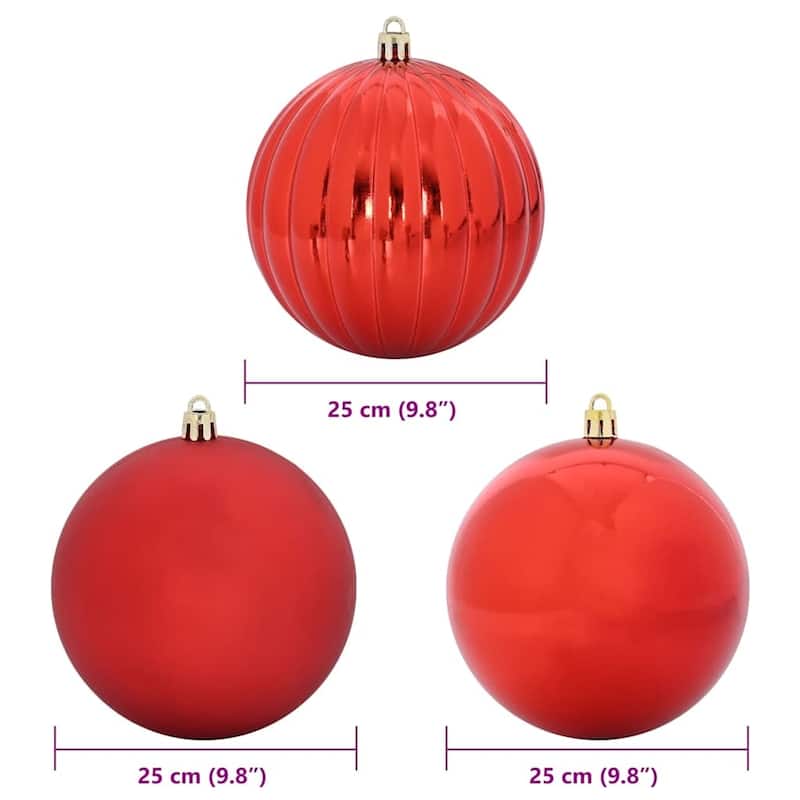 vidaXL Christmas Bauble Set 3 pcs Red - 9.8 x 9.8 x 9.8