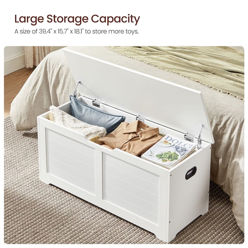 Wooden Storage Chest with 2 Safety Hinges for Toys, Blankets, and Clothes