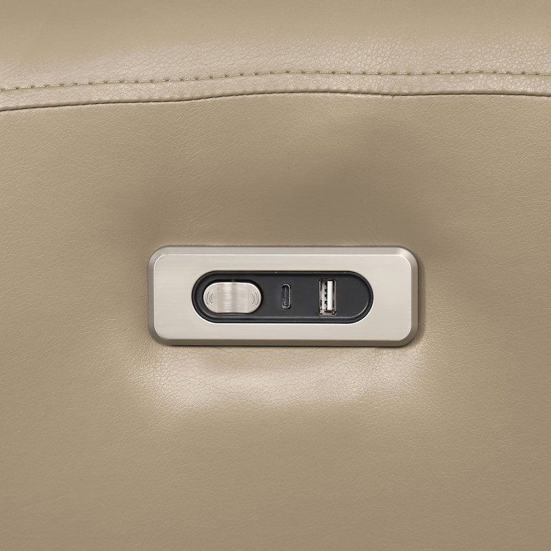 Furniture of America Elente Modern 3-Piece Faux Leather Power Recline Sofa Set with USB Ports