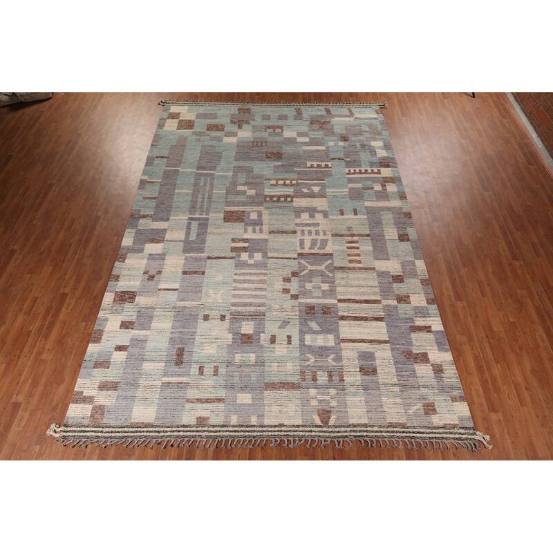 Moroccan Oriental Large Area Rug Hand-Knotted Wool Carpet - 9'8" x 14'11"