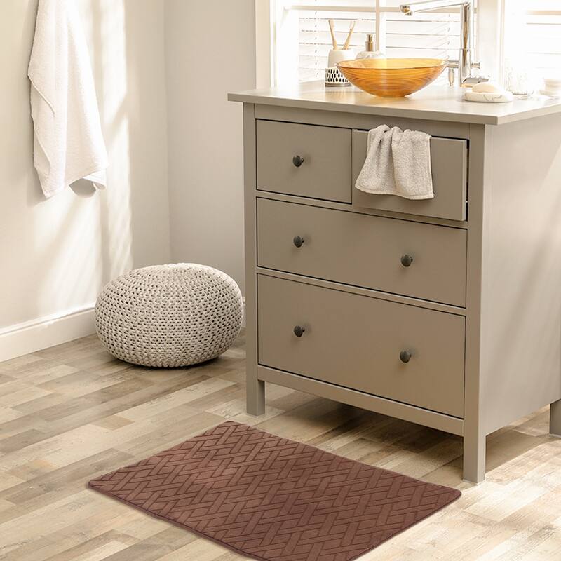 Geometric Pattern Bathroom Mat Soft Memory Foam Absorbent Non-Slip Bath Rugs