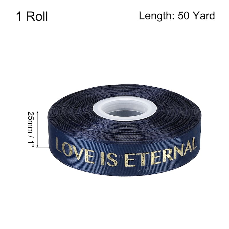 1" 50 Yard Valentine Printed Ribbon Wedding Favor Grosgrain Ribbons - Blue - 1"