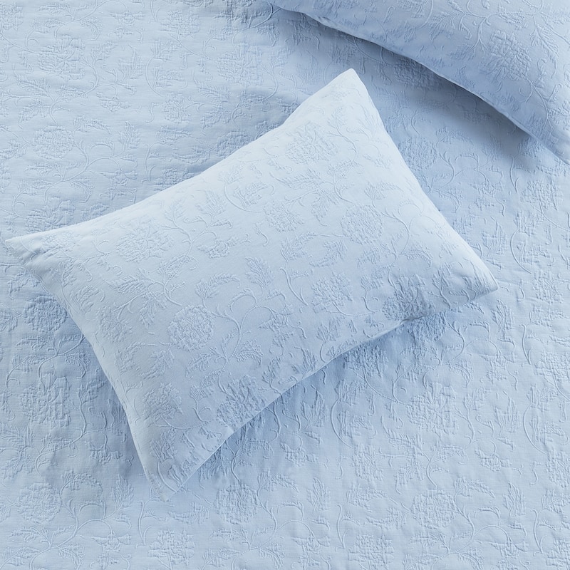 Royel Matelasse Embroidery Cotton Quilt & Coverlet Set Blue