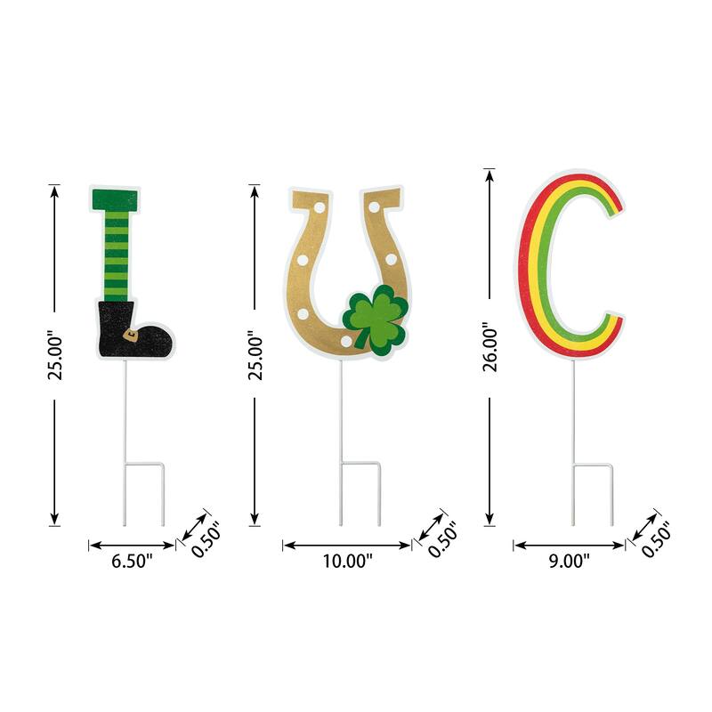 Glitzhome St. Patrick's Metal LUCKY Leprechaun Yard Stakes or Wall Sign