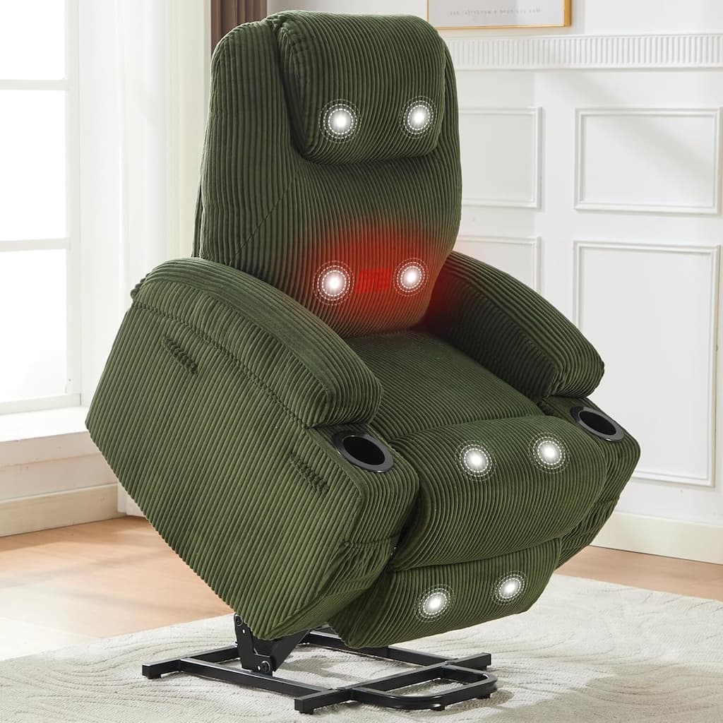 Electric Power Lift Recliner Sofa Chair with Massage, Heat & 155° Recline