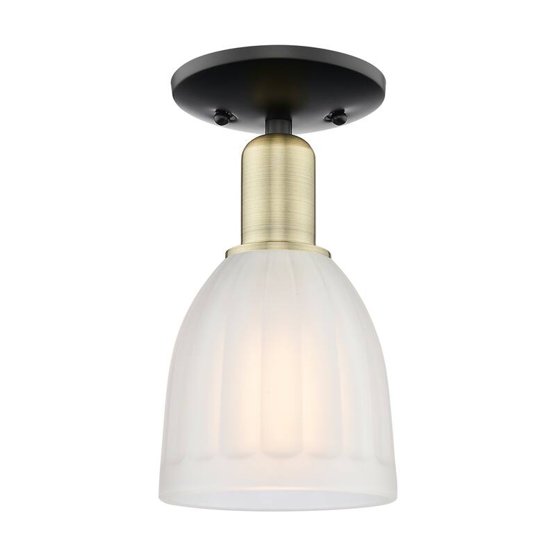Innovations Lighting Endless Possibilities Arcadia - Brookfield - 1 Light 6" Semi-Flush Mount - Black Antique Brass/White