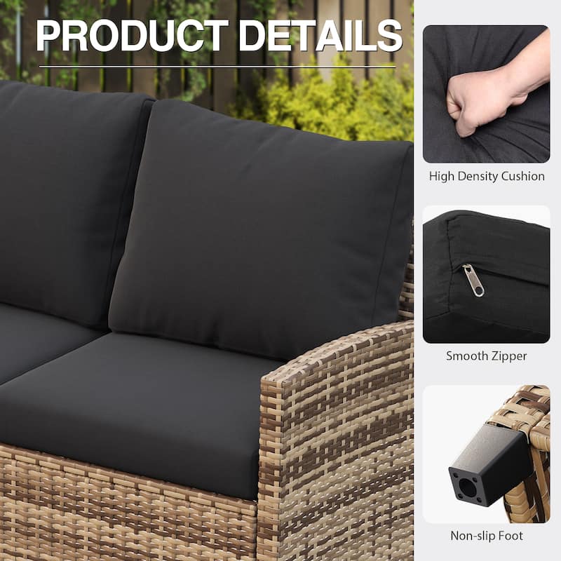 6-Piece Wicker Patio Conversation Set with Swivel Chairs