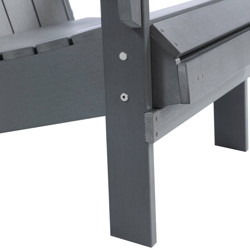 Hurley Folding Poly Plastic Adirondack Chair with Pull-out Ottoman