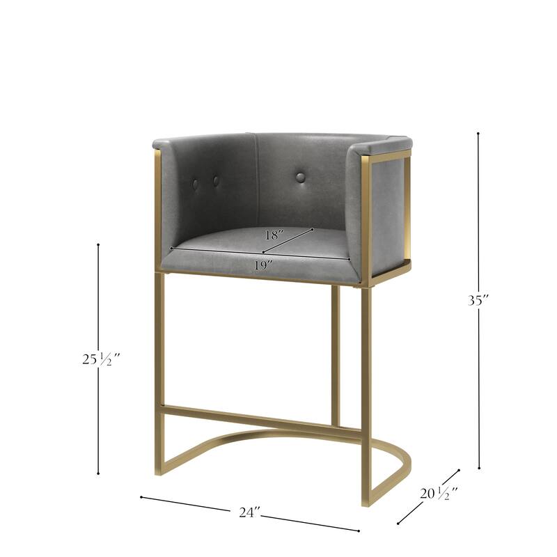 Manhattan Modern Bar Stool - Faux Leather with Gold-Finish Metal Base