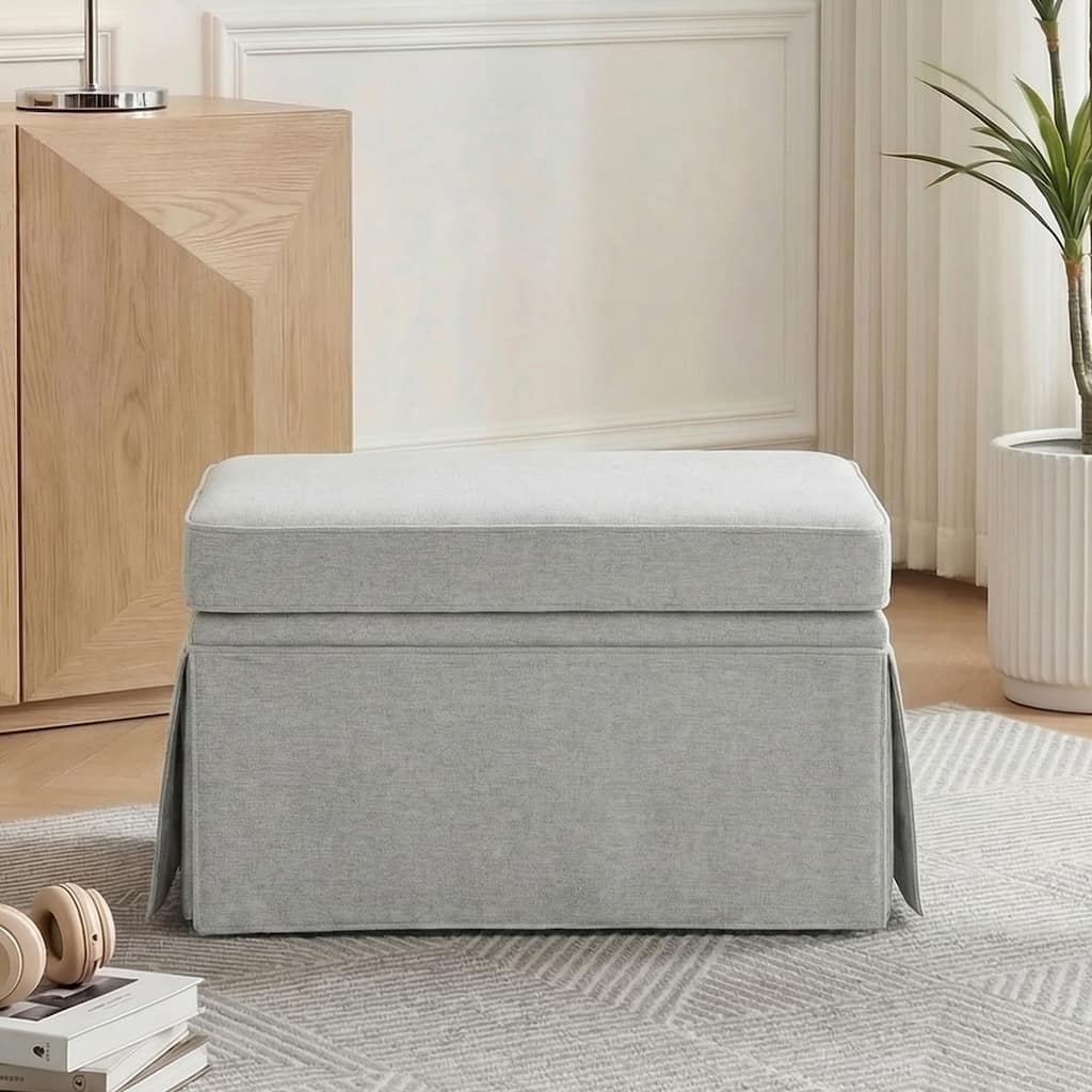 Rectangle Chenille Upholstered Storage Ottoman