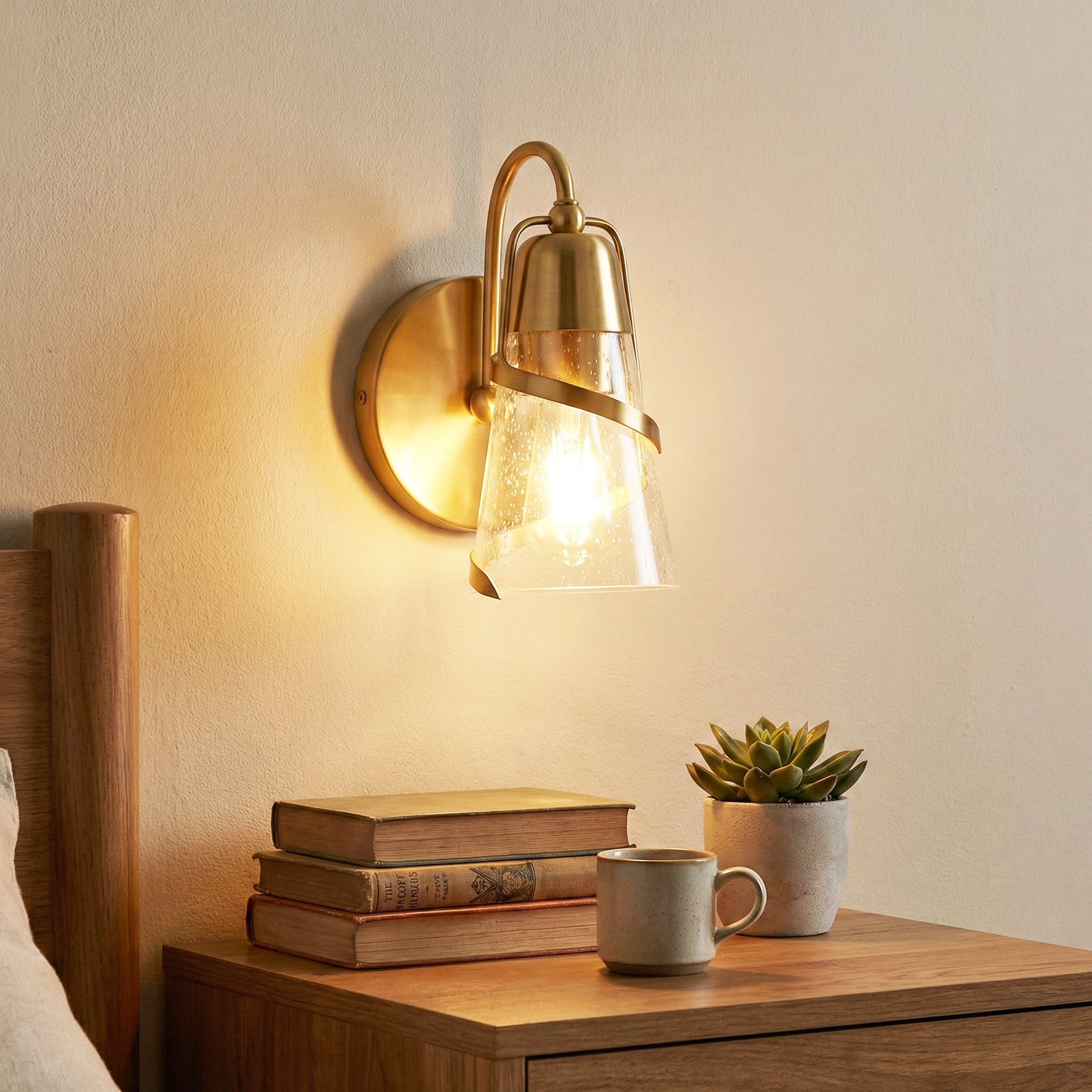 5" Modern Gold Arch Seeded Glass Vanity Wall Light Sconce