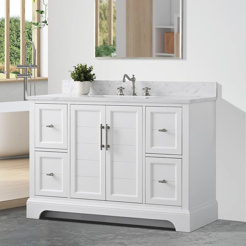 Vanity Art 48" Single Sink Bathroom Vanity with Top & Backsplash