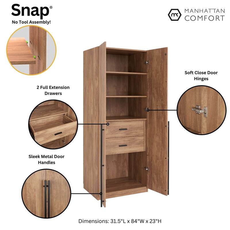 Manhattan Comfort Lee Modern 1.0 Freestanding Wardrobe Closet Armoire
